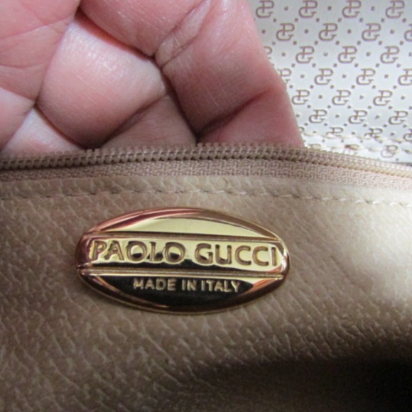 Vtg PAOLO GUCCI GG Pattern women's leather oatmeal shoulder bag - Picture 16 of 16